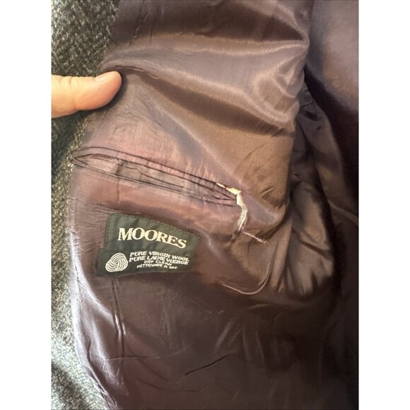 Harris Tweed Blazer 46L Men Hand Woven Scotland Gray Herringbone Wool - Picture 9 of 9